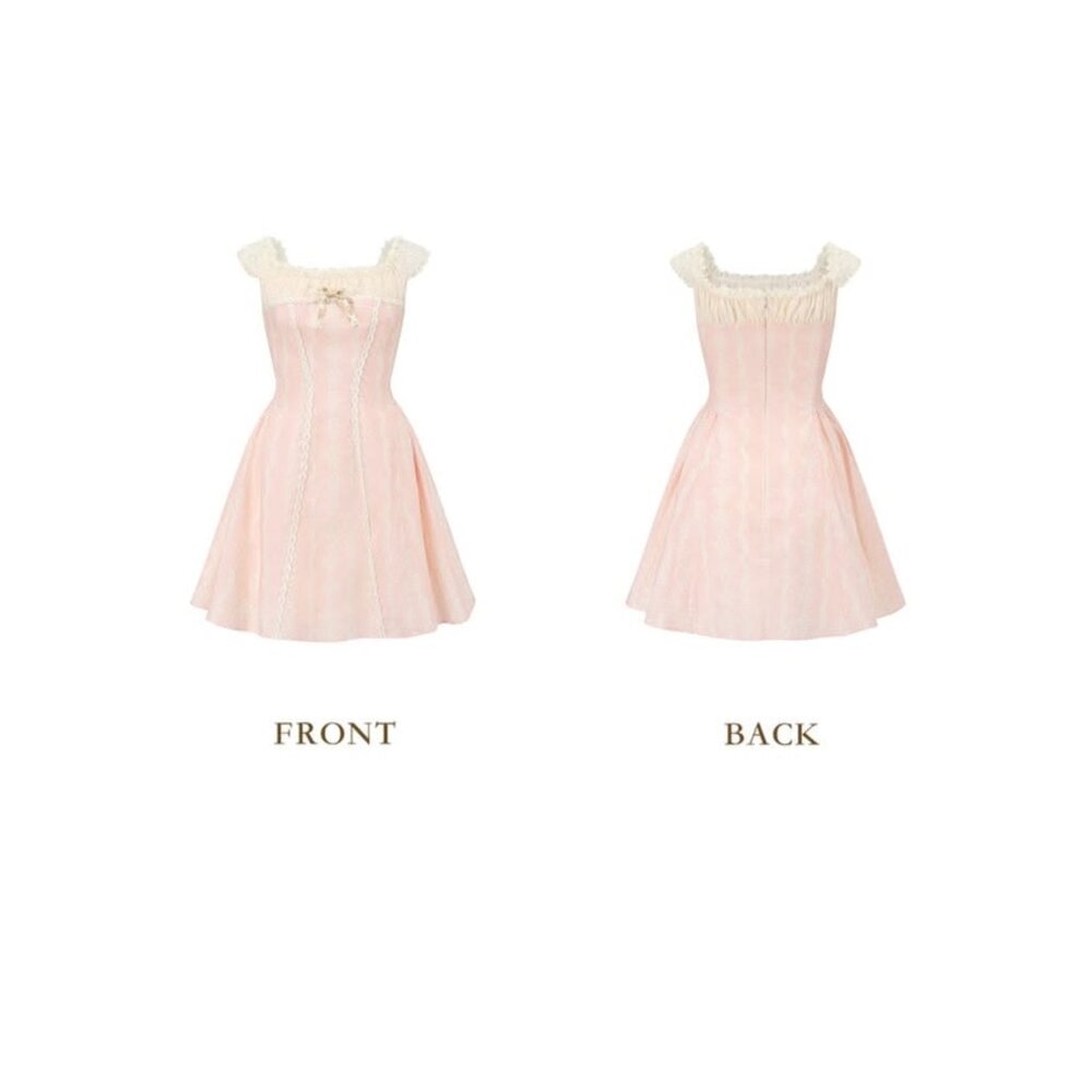 Romantic Off-Shoulder Pink Lace Tea Dress - Picture 7 of 12